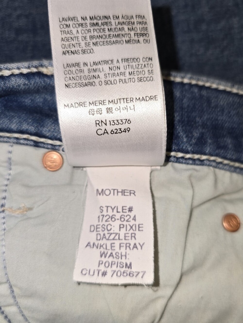 MOTHER Denim "The Pixie Dazzler Ankle Fray" Jeans GUC 26 Popism Raw Hem Revolve - Picture 9 of 16